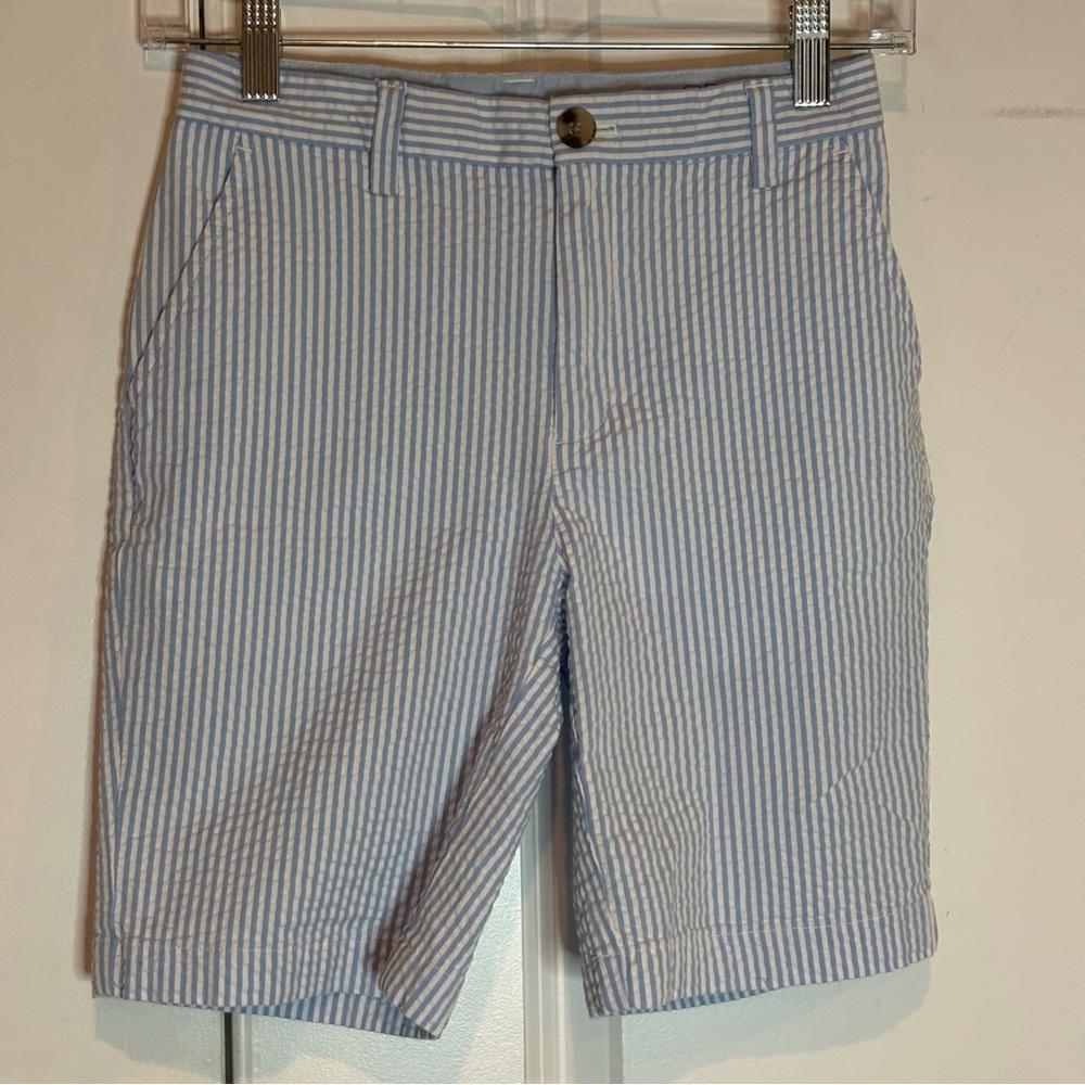 Vineyard Vines Blue White Seersucker Stripe Adjustable Waist Shorts 10